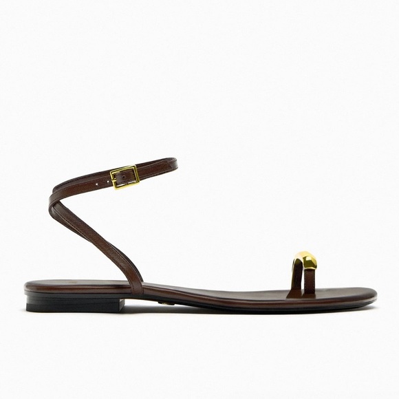 Zara metal ring toe-post leather sandals - Picture 7 of 7